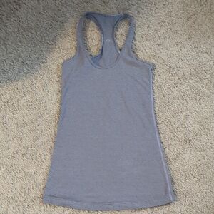 Lululemon Blue And White Striped Racerback Tank Top (Long Length)